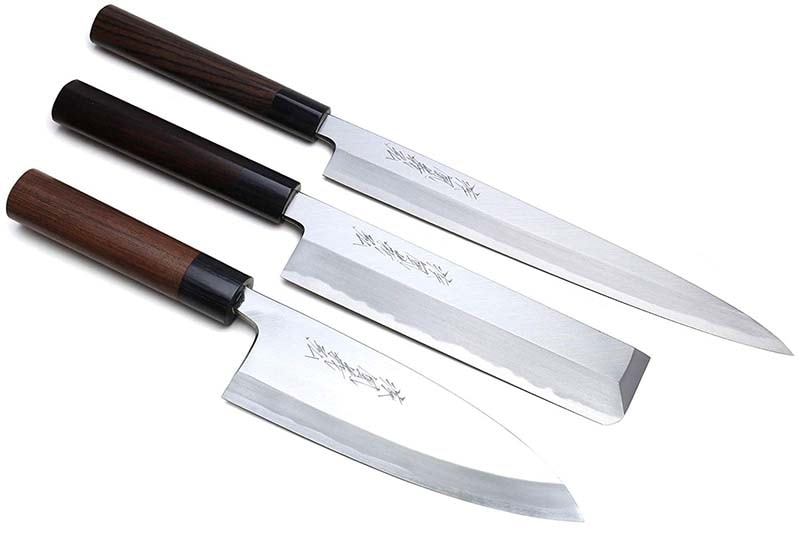 Yoshihiro 3-Piece (Yanagi-Usuba-Deba) Japanese Sushi Chef Knife Set