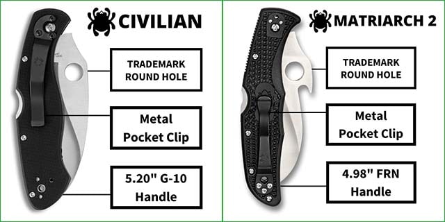 Spyderco Civilian and Matriarch - Pocket Clip